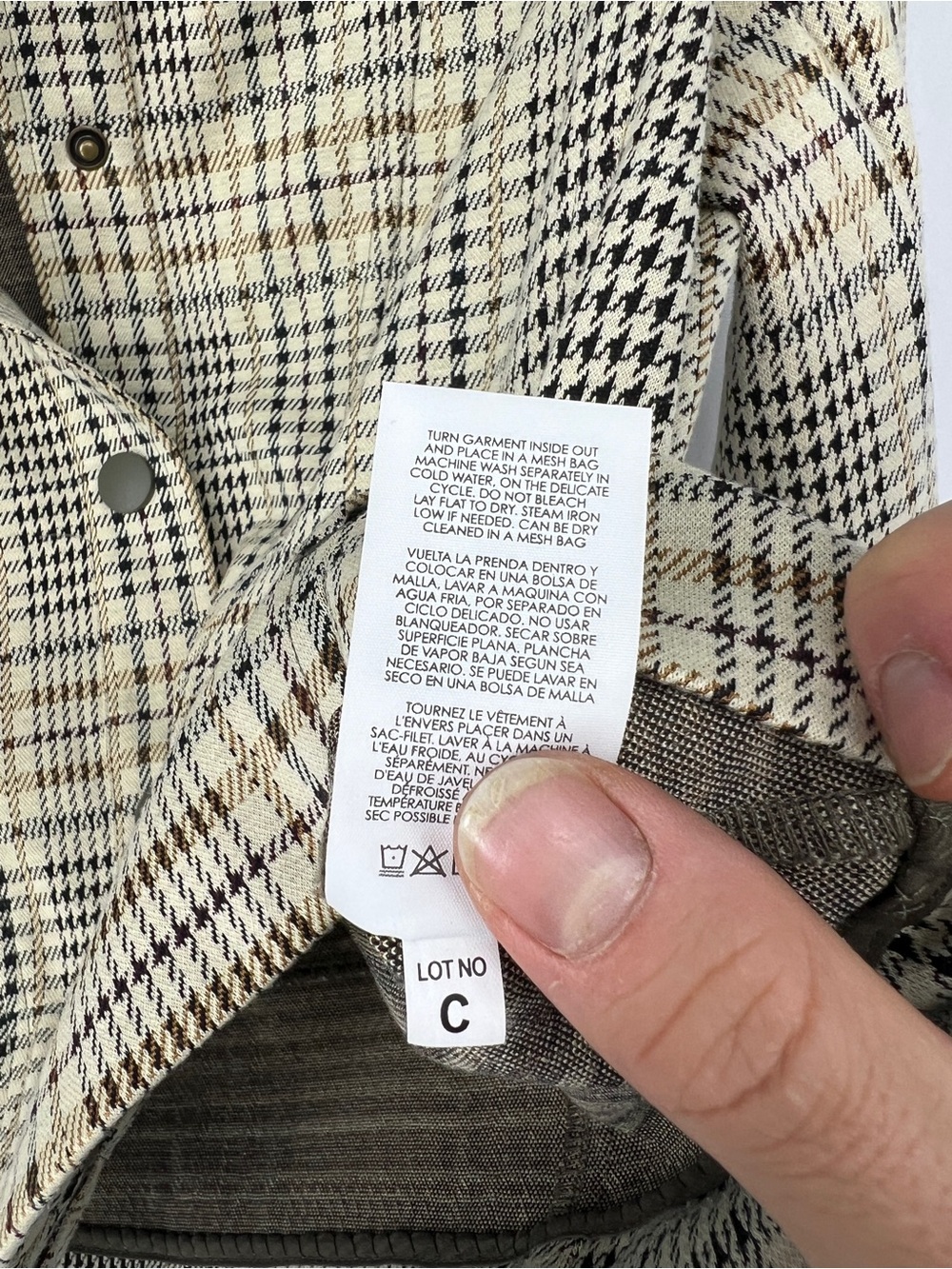 CAbi Plaid Button-Front Women's Jacket in Beige/Black 4498 - Picture 9 of 9